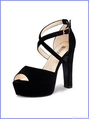 Platform Heeled Sandals Peep Toe Chunky Block High Heels